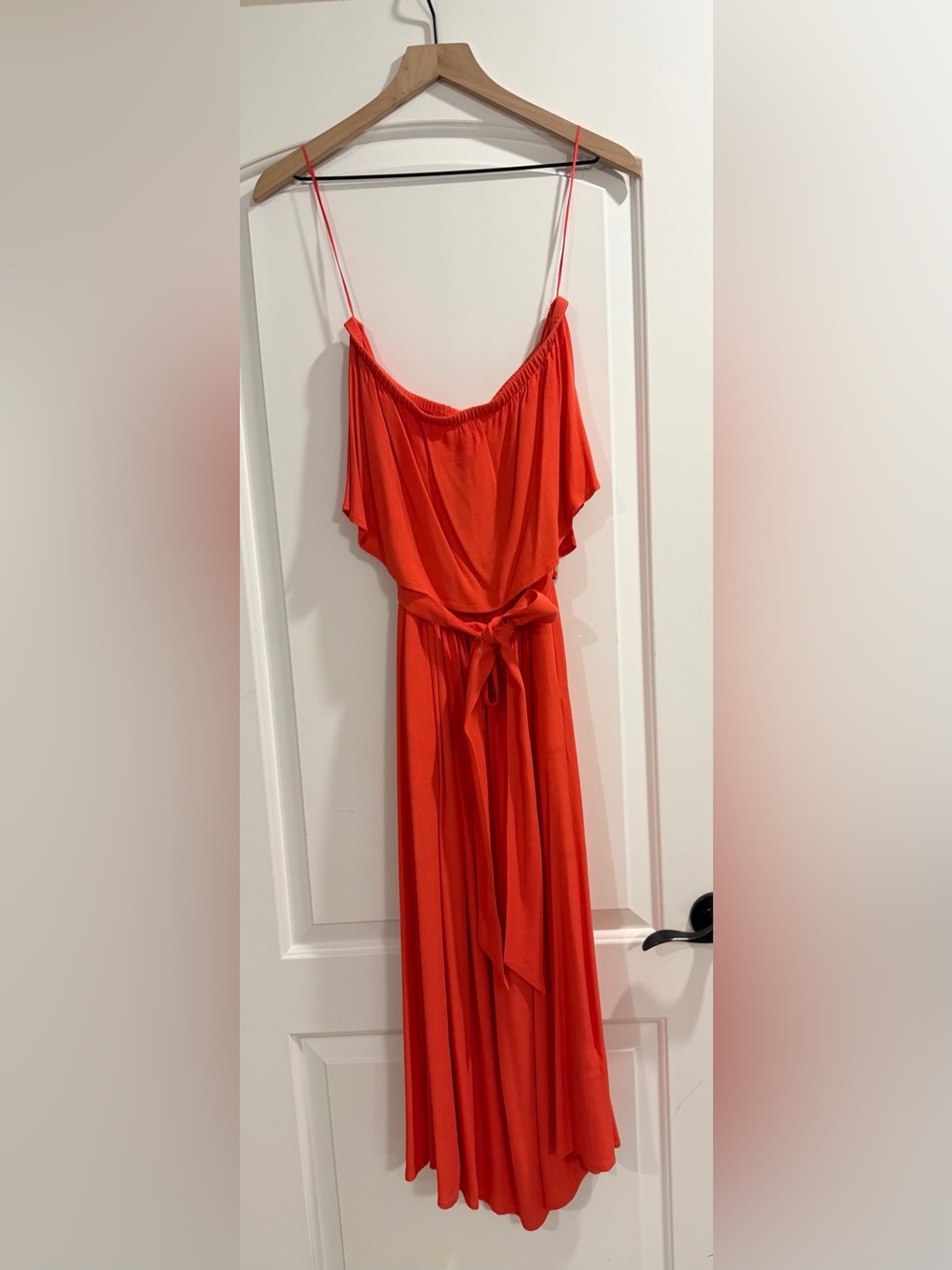 GAP Strapless Orange-Red Maxi Dress with Waist Tie